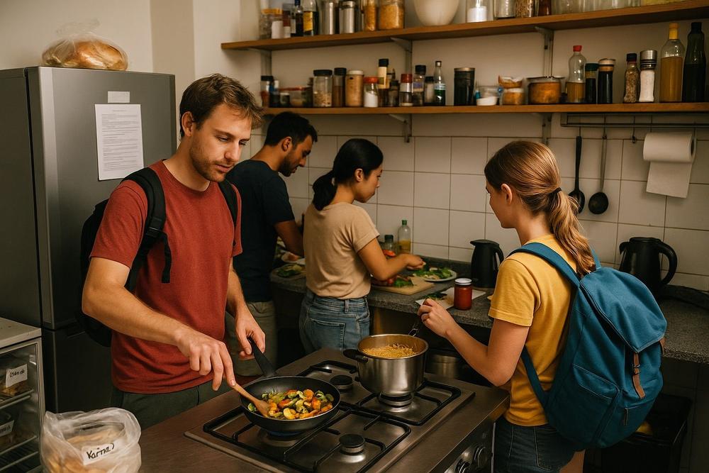 Cooking in a Hostel Kitchen